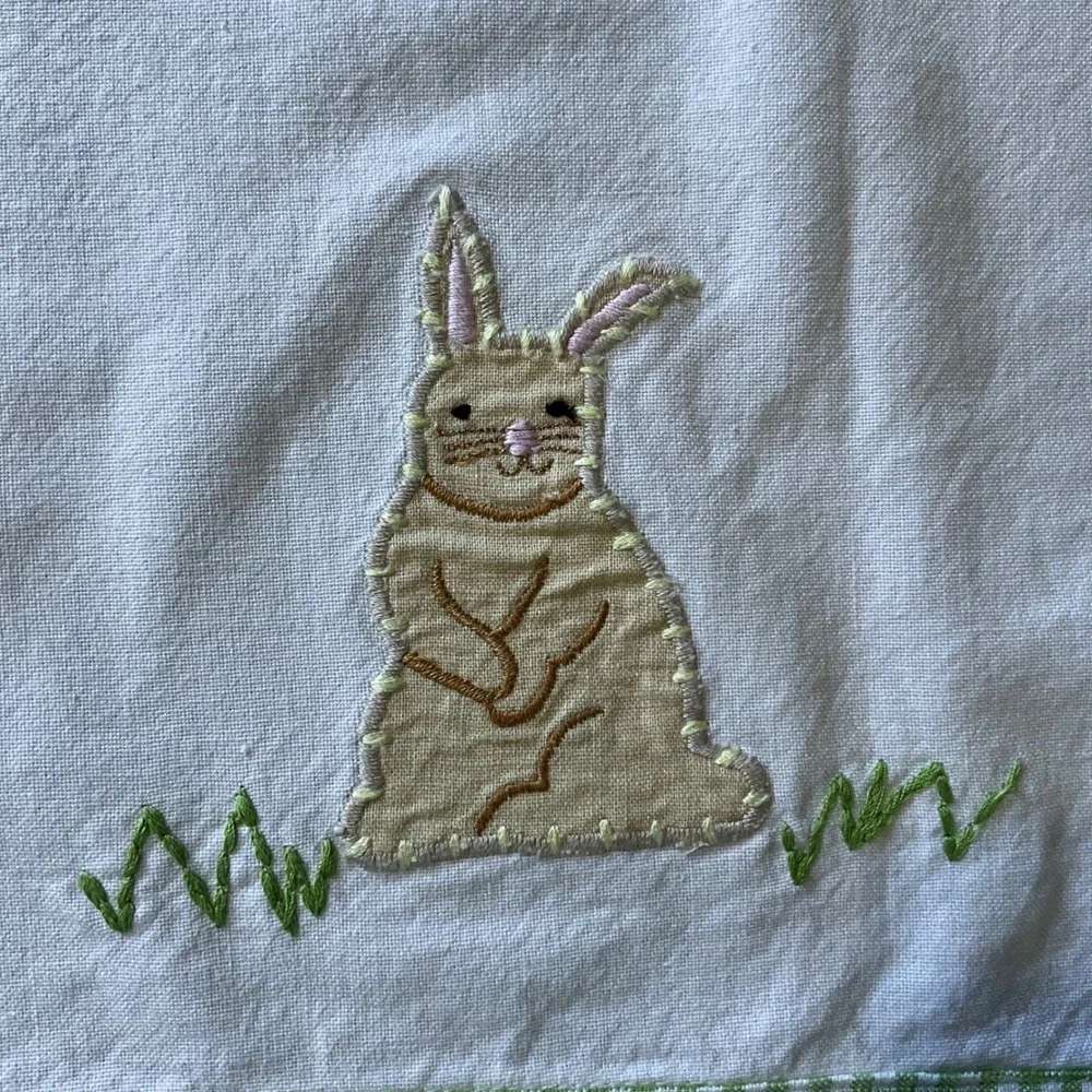 Pottery Barn‎ Easter Bunny Table Runner Napkins Set Gingham Applique Eggs Chicks